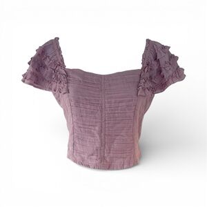 Free People Ruffled Lavender Cotton Women's Top, Size S, NWT